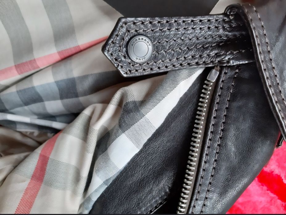 Burberry kurtka skórzana skóra brąz 100% oryg nrSeryjny piękna prezent