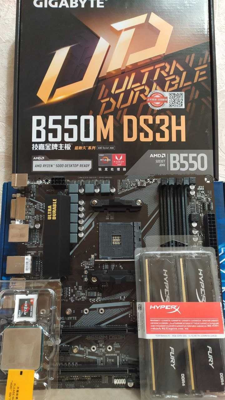 Ігровий комплект Ryzen 5 5600 / Gigabyte B550M DS3H / Fury DDR4 16gb