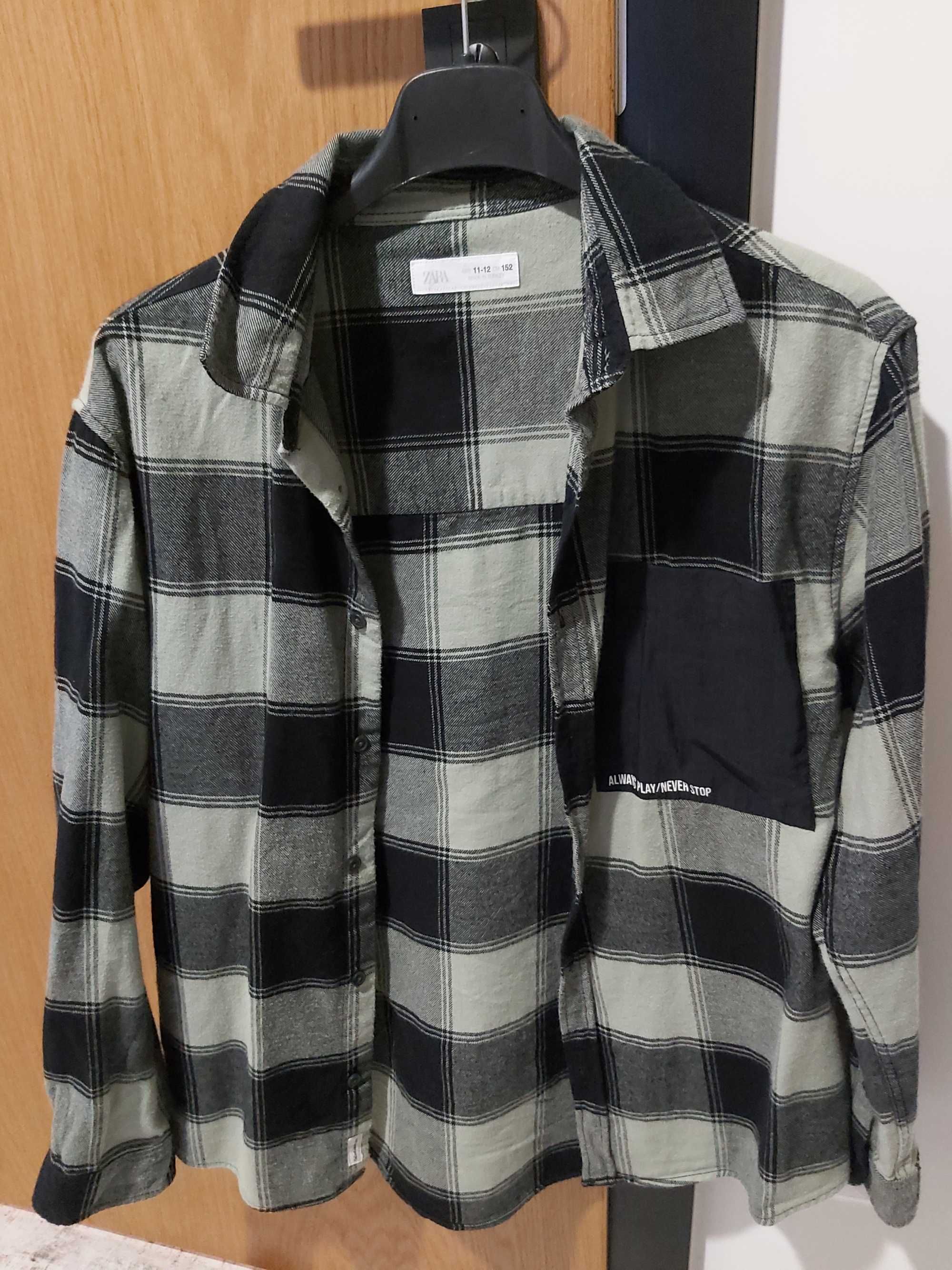 Koszula chłopięca flanelowa w kratę ZARA r.152 stan bdb