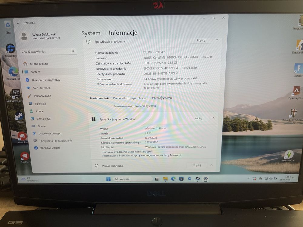 Laptop gamingowy dell g3