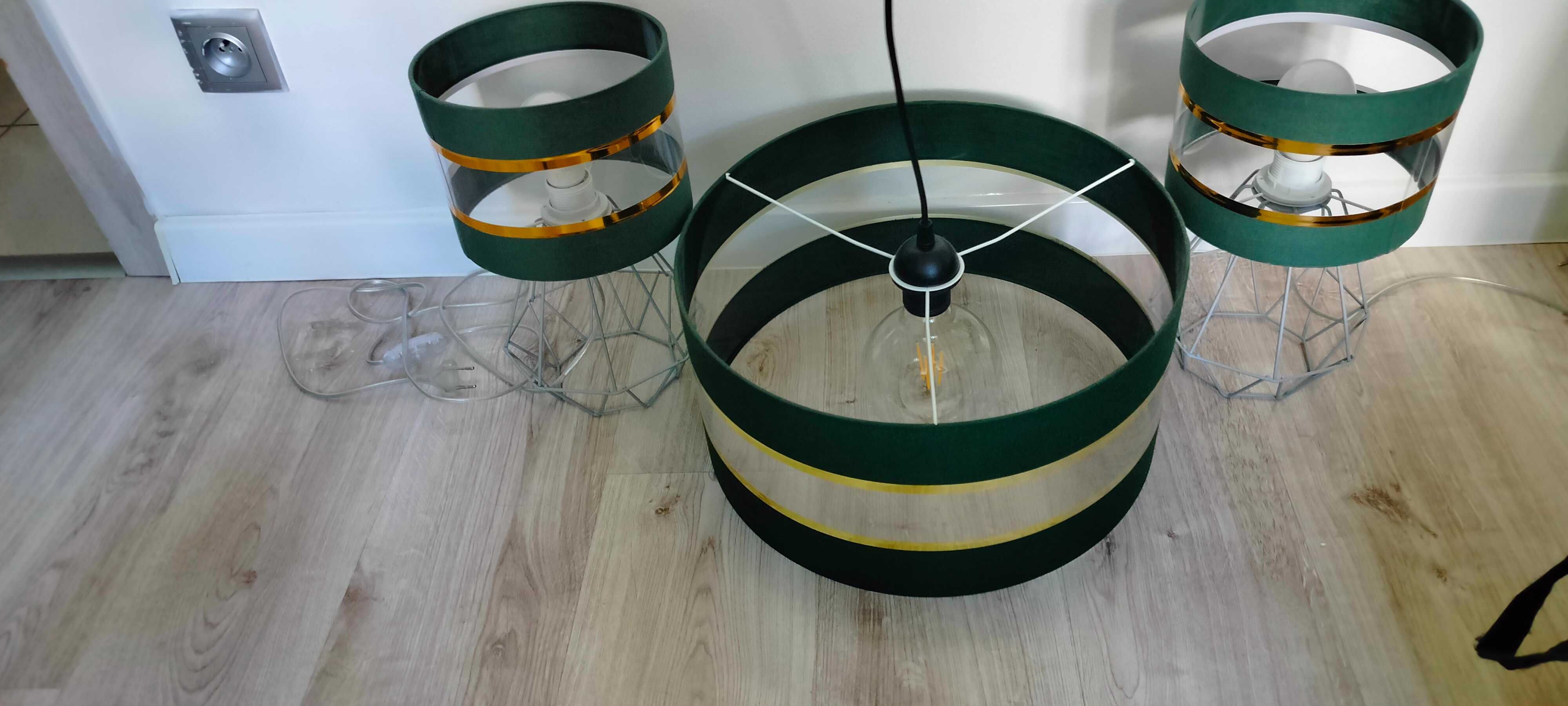 Lampa wisząca z dwoma lampkami nocnymi