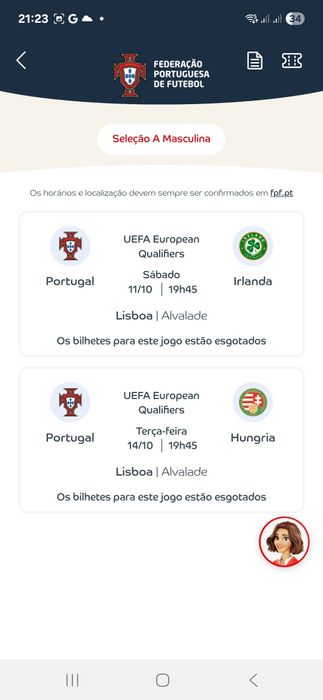 Bilhete Portugal - Hungria