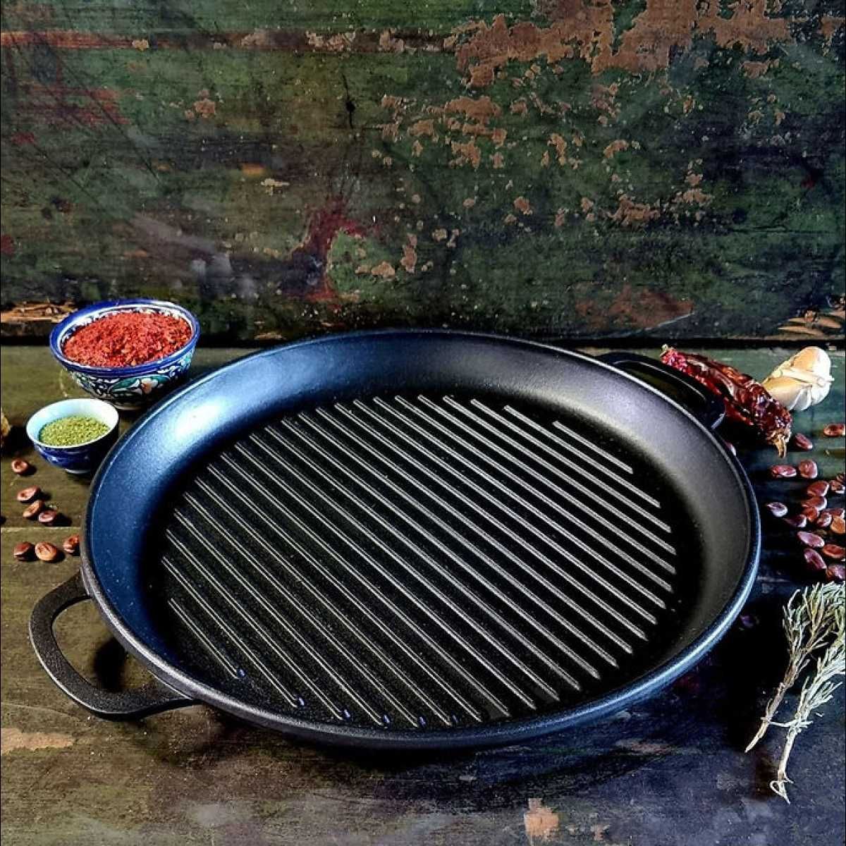 Казан 12л чавунний узбецький WOK кришка-сковорода гриль / чугунный
