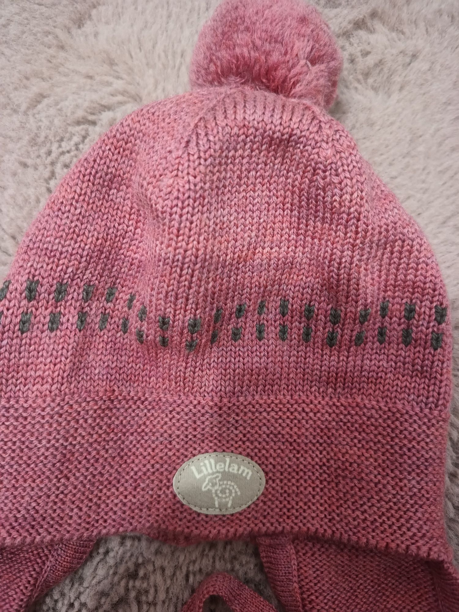Czapka dla dziewczynki wełna merino