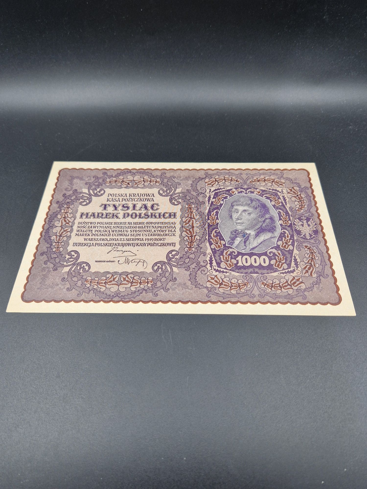 Banknot 1000 marek polskich 1919 rok świetny stan