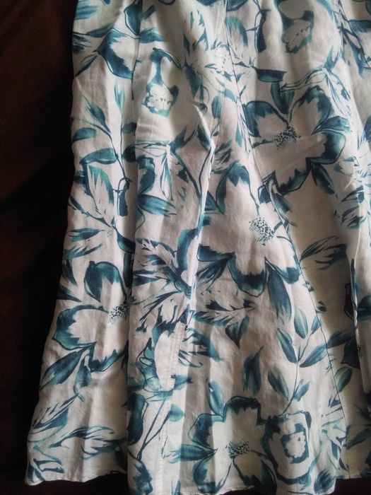 Spódnica w kwiaty letnia wiosenna biała niebieska lato retro vintage