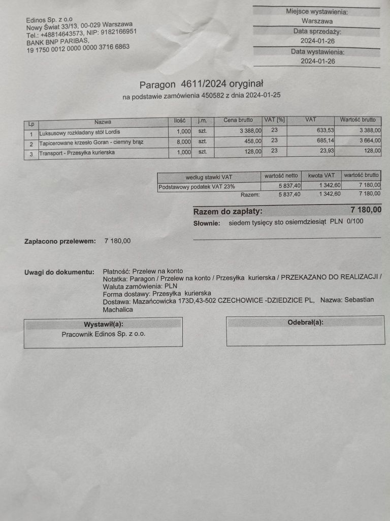Rozkładany stół Lordis do jadalni