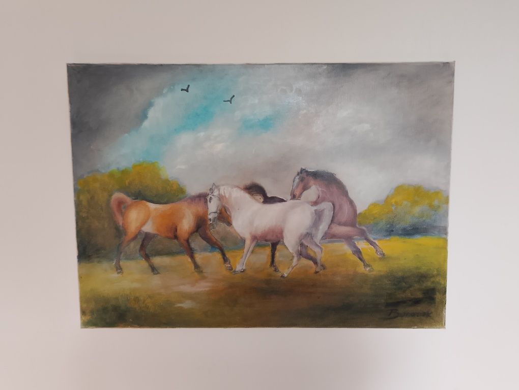 Pejzaż konie 70/50 cm