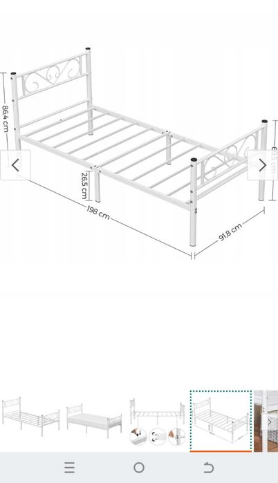 Łóżko białe metalowe plus stolik nocny materac gratis