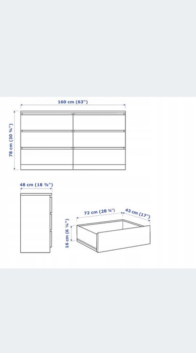 IKEA MALM Komoda 6 szuflad mam 2 sztuki na sprzedaz.Cena za jedna sztu