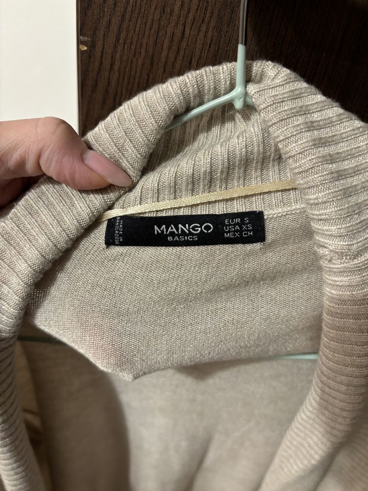 Jasnobeżowy sweterek Mango S narzutka beżowa sweter kardigan wiskoza