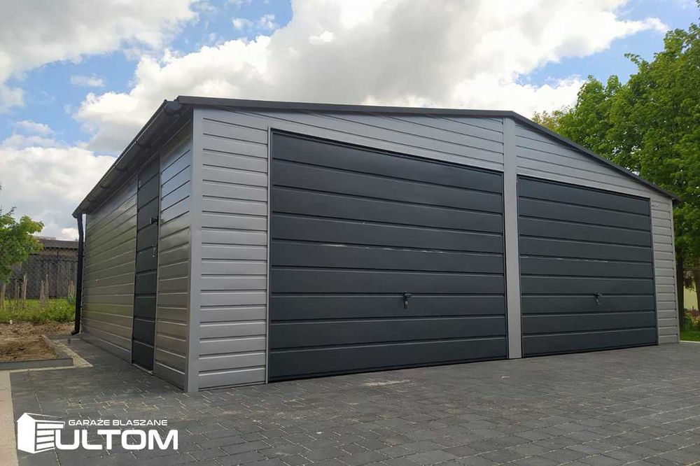 Garaż blaszany 7x5m grafit profil zamknięty antracyt