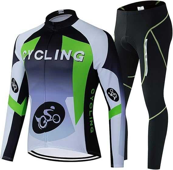 Strój rowerowy zimowy jesienny długi rękaw ocieplany z wkładką żelową