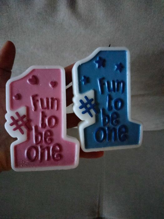 Świeczki na tort 1, na roczek dla bliźniaków