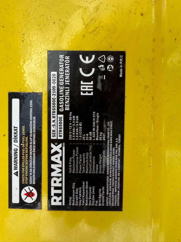 Agregat prądotwórcxy RTR6500E