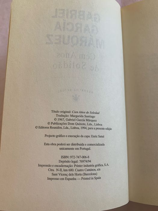 Livro Cem Anos de Solidão - Gabriel Garcia Marquez