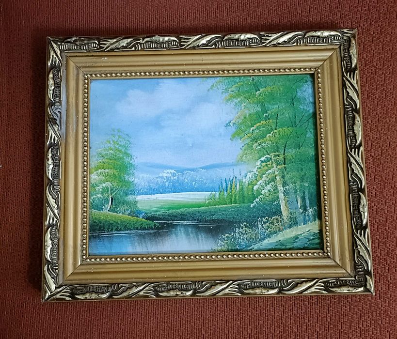 Quadro vintage óleo com moldura muito bonita