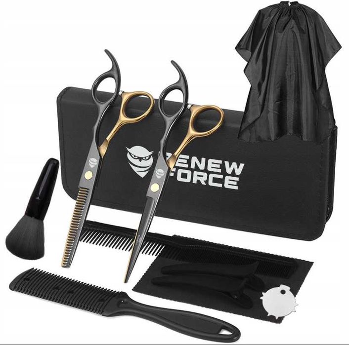 Nożyczki do strzyżenia RENEW FORCE Ostre + degażówki + peleryna