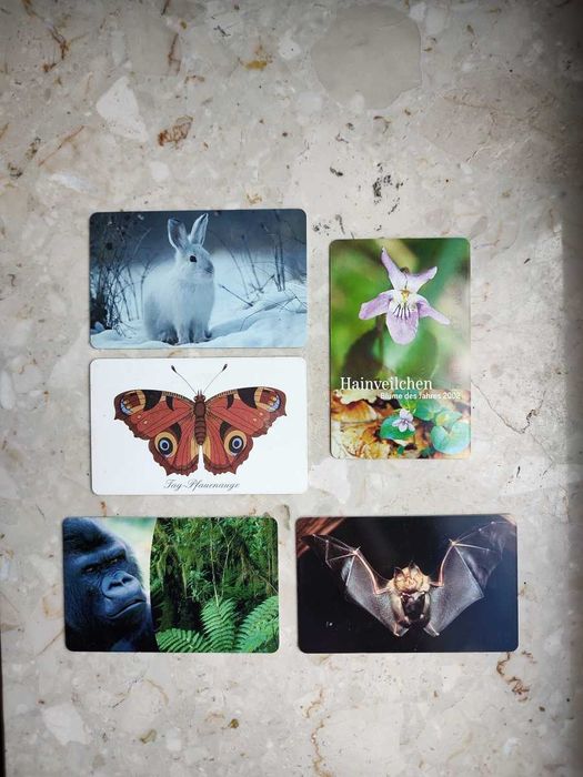 Zestaw 5 kart telefonicznych zwierzęta i rośliny - Niemcy