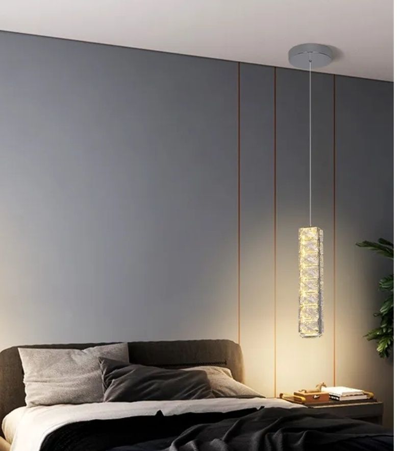 Nowoczesny kryształowy LED żyrandol, lampa sufitowa wisząca - NOWA