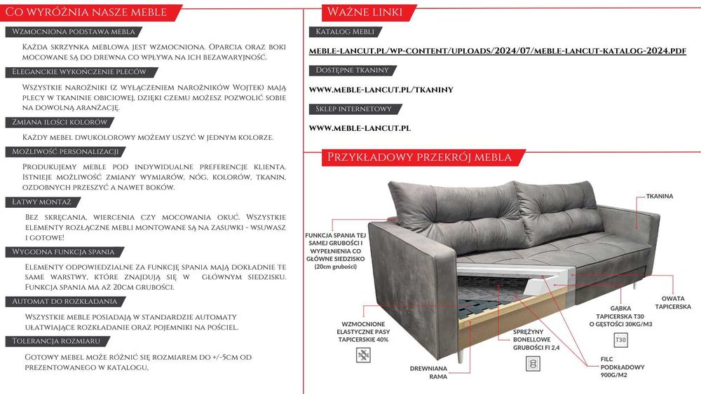 Meble ,Kanapa-WERSLAKA-Sofa -OLGA ,Sprężyny  grube Bonell, piki