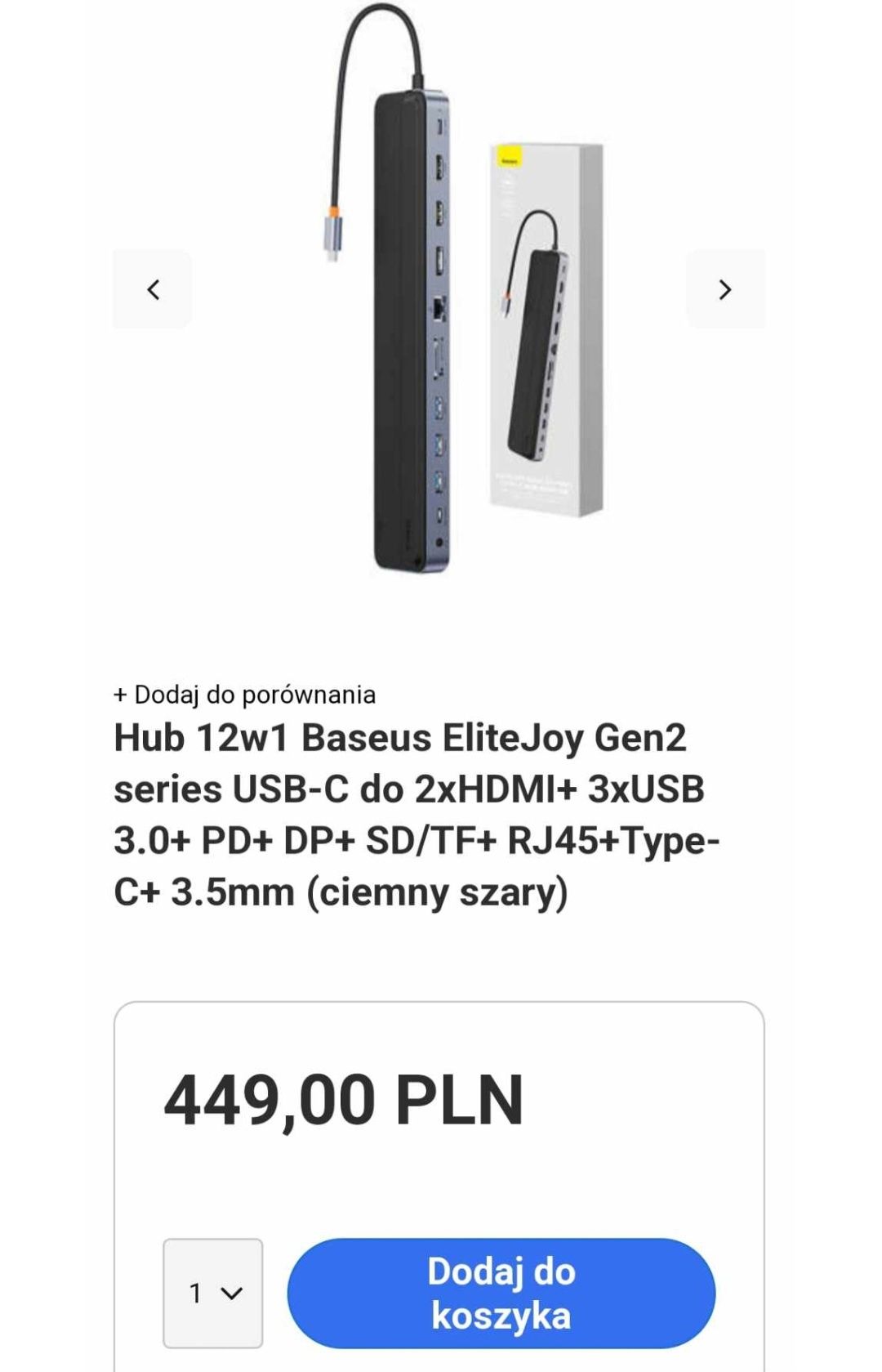 Hub 12w1 Baseus EliteJoy Gen2 series USB-C
