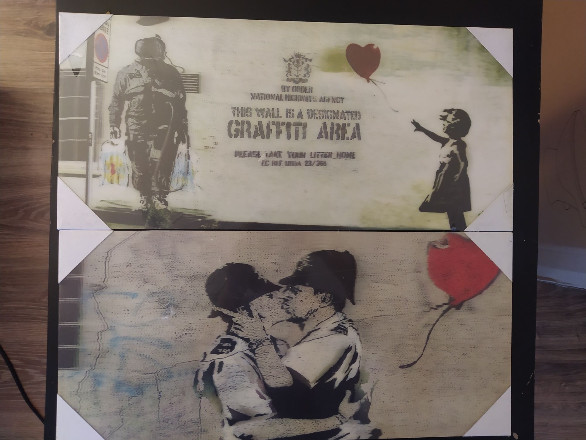 Dekoracja obraz 3d na desce Banksy