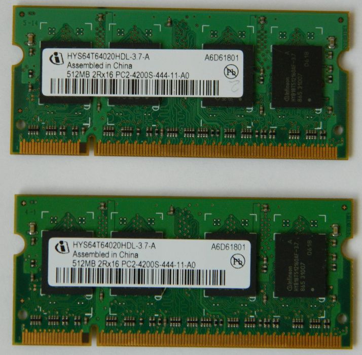 Память ноутбука DDR2 512MB - 2шт.