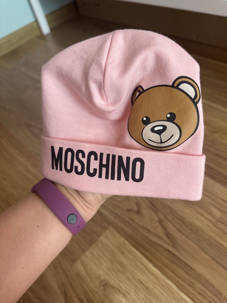 Różowa czapeczka Moschino baby 6-9 mcy