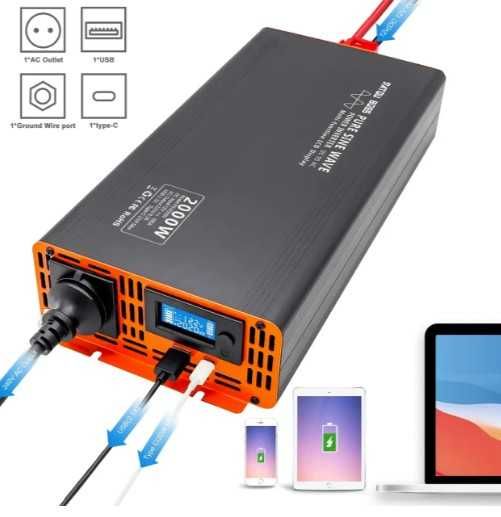 інвертор DATOUBOSS PSW Inversor 12v-220v 2000w (4000W) DC новий