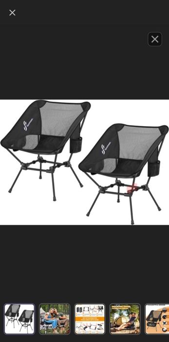 Krzesła 2 szt. kempingowe do 150kg ultralekkie składane Sportneer