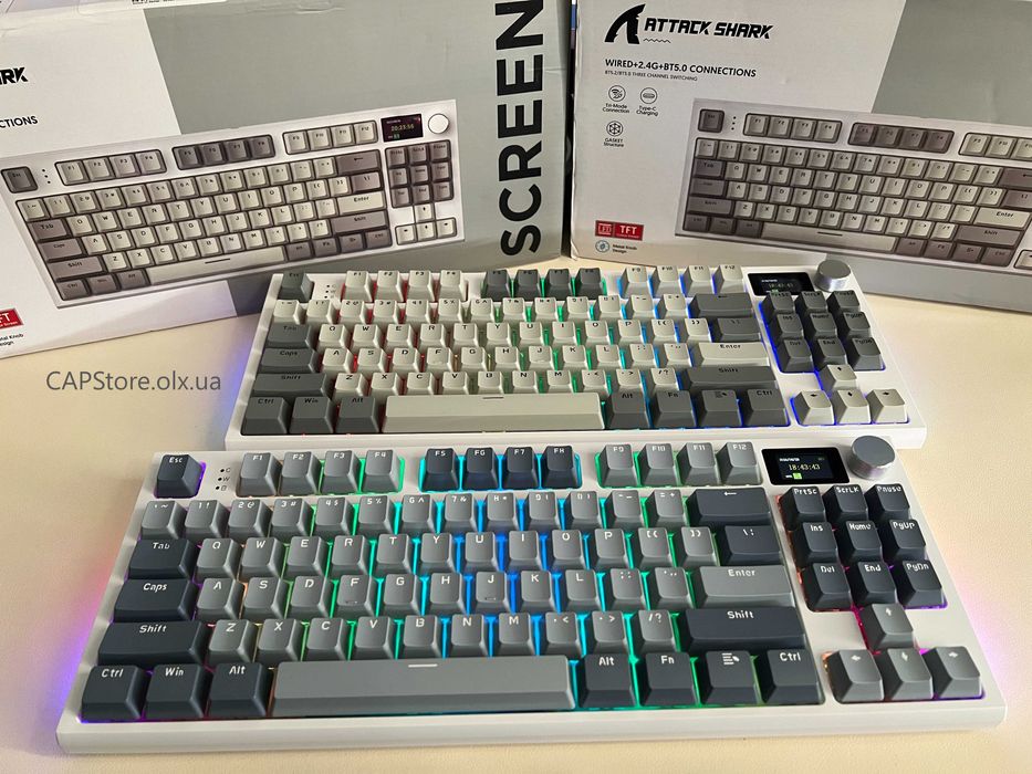 Механічна ігрова клавіатура Attack Shark K86. Бездротова, RGB, екран