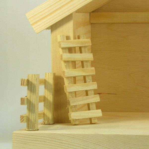 Szopka bożonarodzeniowa LED stajenka naturalna sosnowa dla figur 8-11