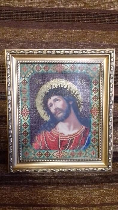 Продам ікону, вишиту чеським бісером