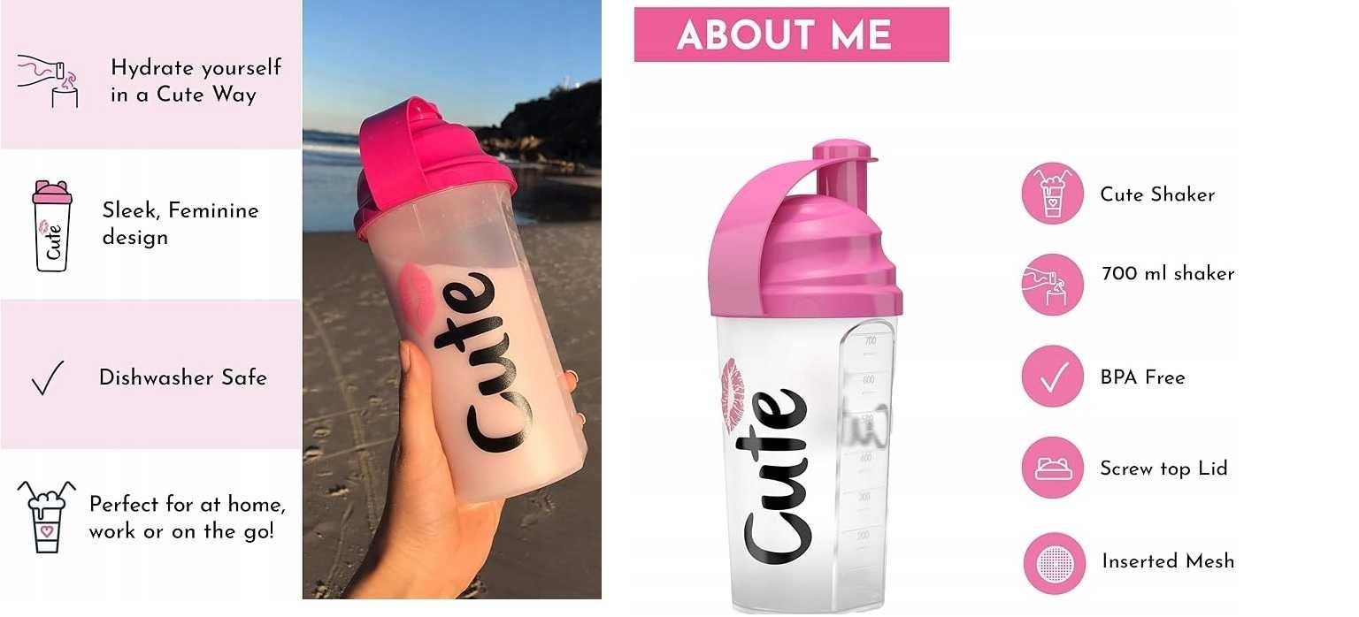 Wyprzedaż->TummyTox shaker do napojów /odżywek damski 700ml