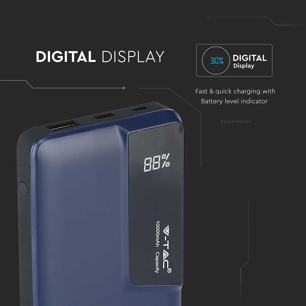 Power Bank / Litowo Polimerowy - 3.7V, 10000mAh niebieski