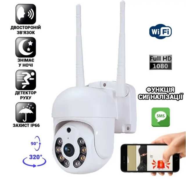2,4/5G Беспроводная камера наблюдения поворотная, 1080P, Wi-Fi
