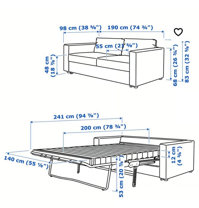 Nowa - 40 % Ceny ROZKŁADA sofa 2 os. VIMLE z Ikea