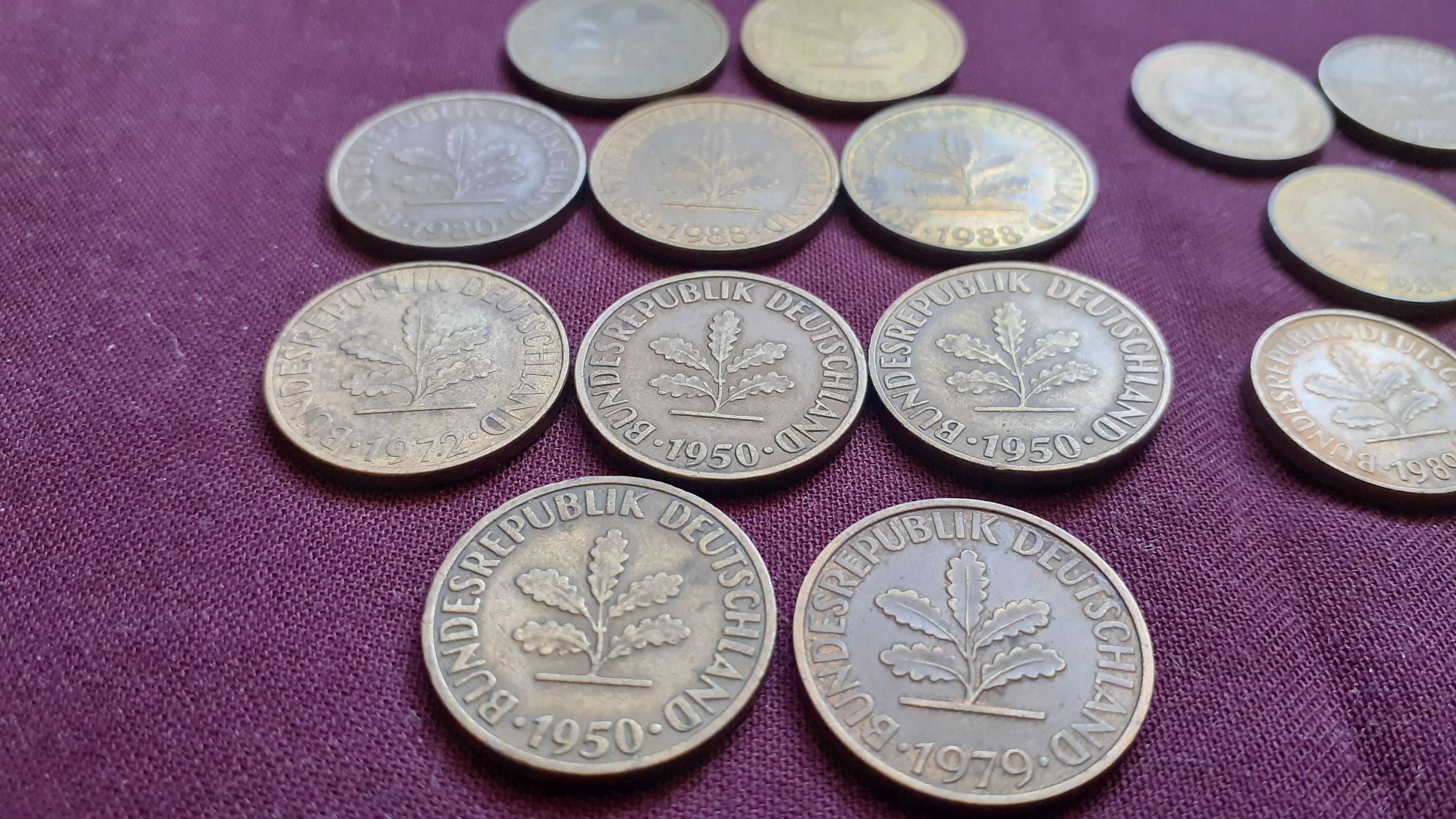 Kolekcja monet Niemcy Pfennigi 1,2,5,10 lata 1950 do 1995