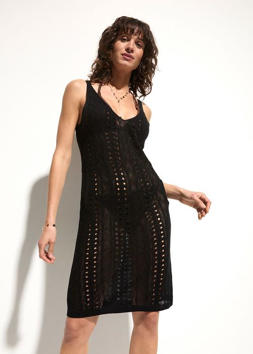B.P.C sukienka plażowa czarna dzianinowa ażurowa 44/46.