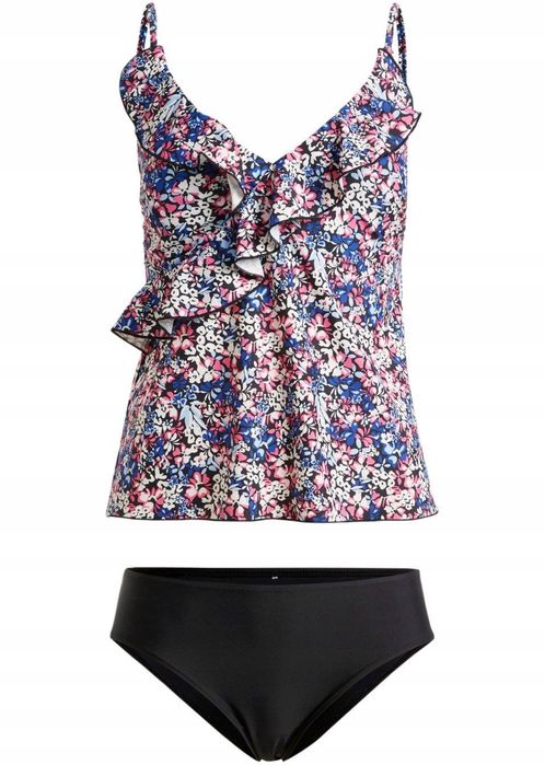 B.P.C tankini w kolorowe kwiatuszki z falbanką r.48