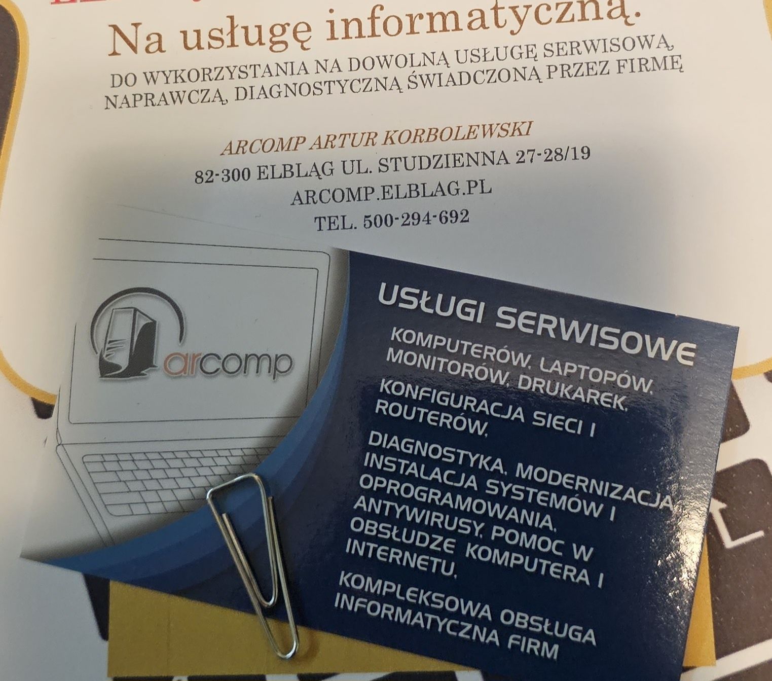 ELBLĄG Voucher na usługę naprawę komputera laptopa diagnostyka naprawa