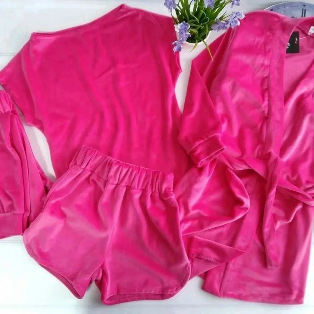 Піжама велюрова 5 в 1. Комплект  велюровий. Халат. Костю.домашній одяг