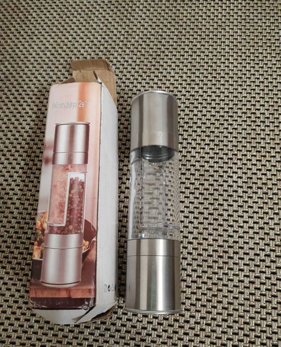 Мельница для приправ на 2 отдела нержавейка стекло