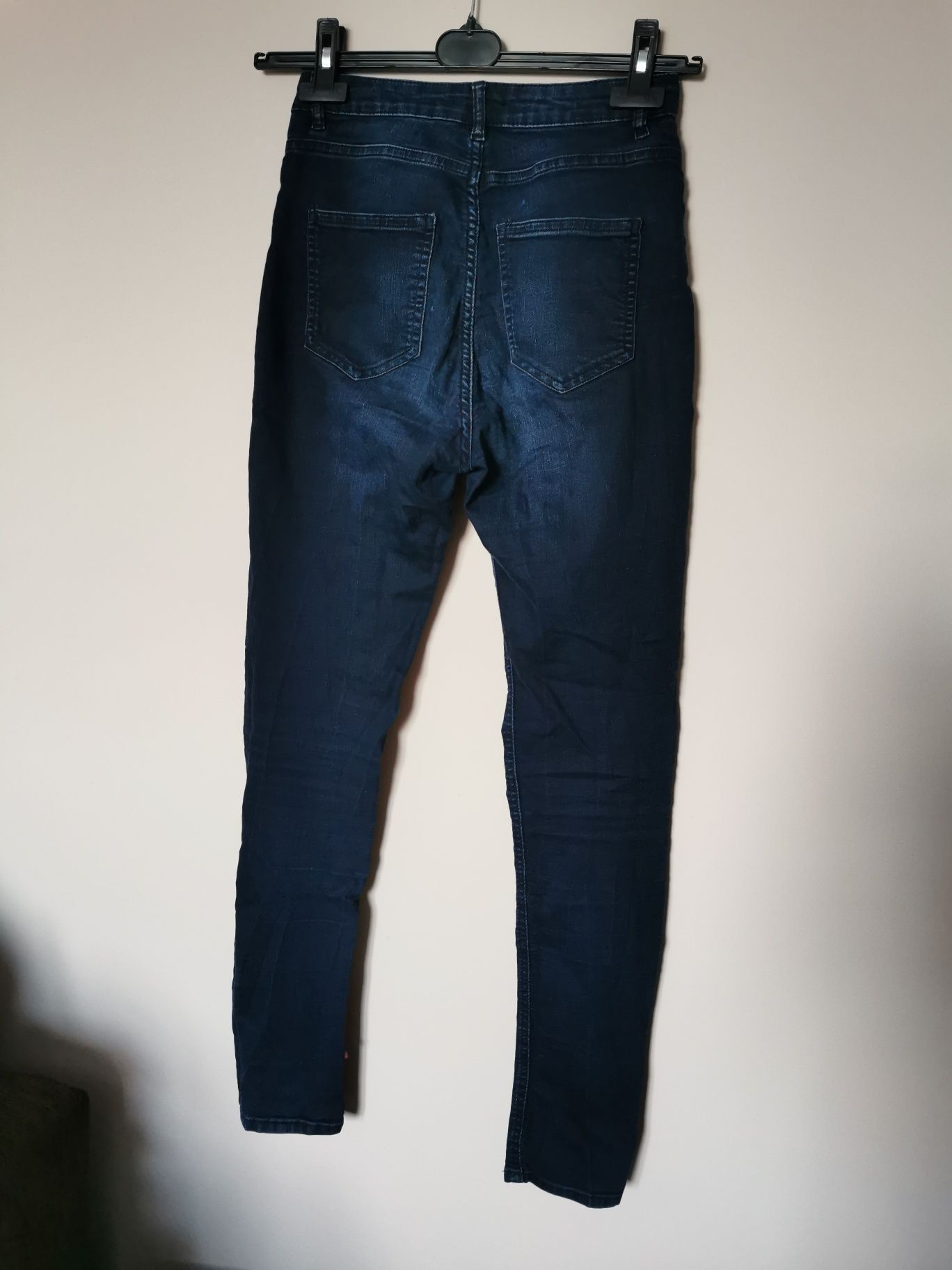 Jeansy dżinsy granatowe H&M wysoki stan skinny M 38 vintage boho