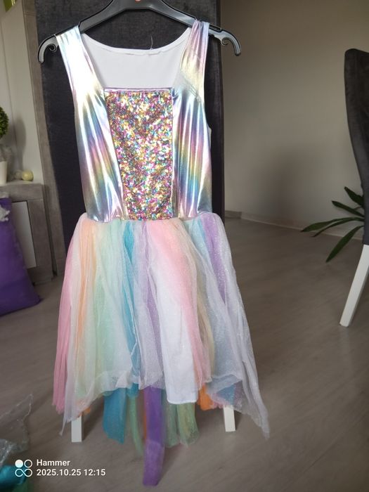 Kolorowa sukienka bal przebierańców 110 cm