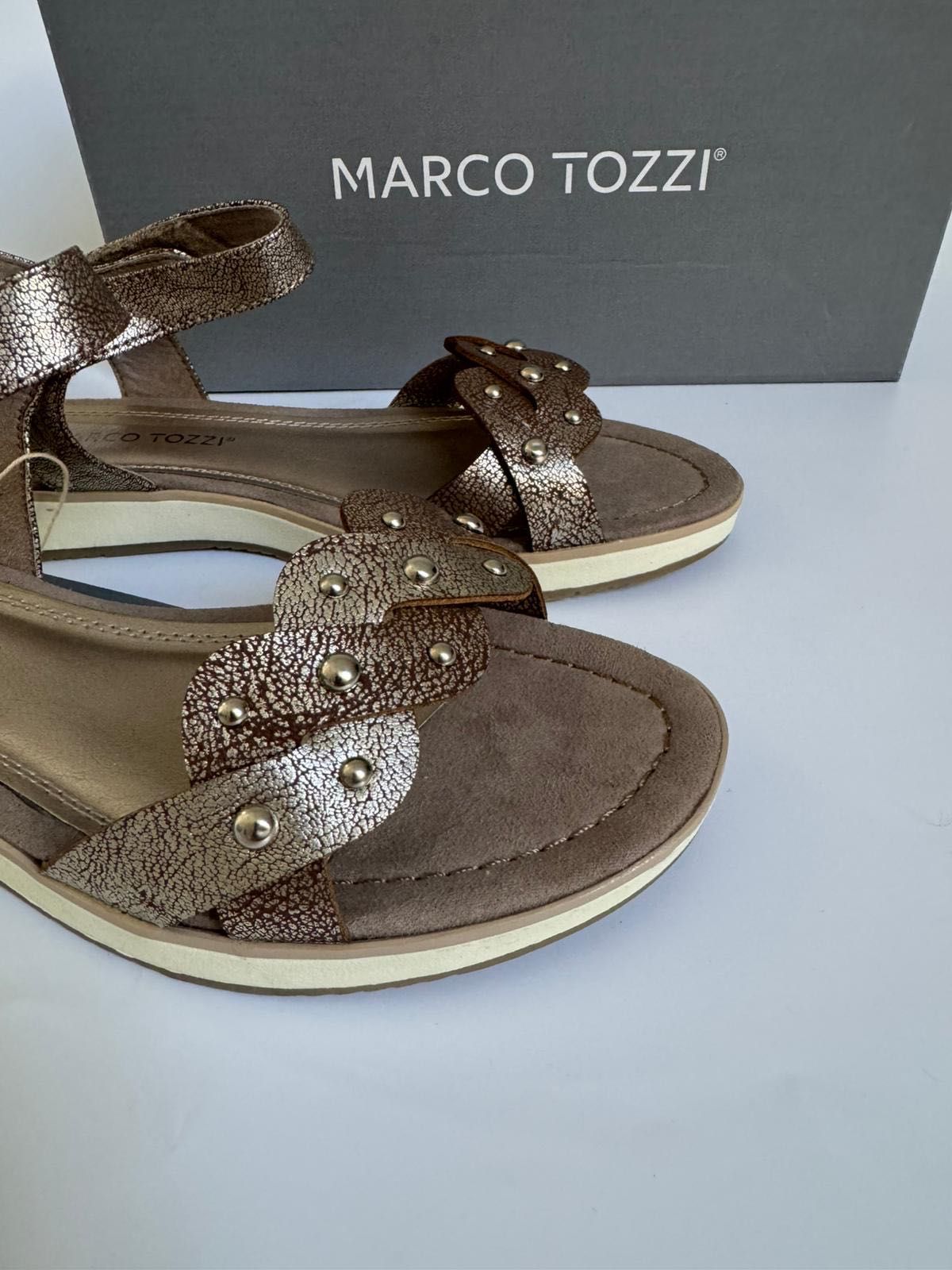 Nowe damskie sandały MARCO TOZZI złote 38