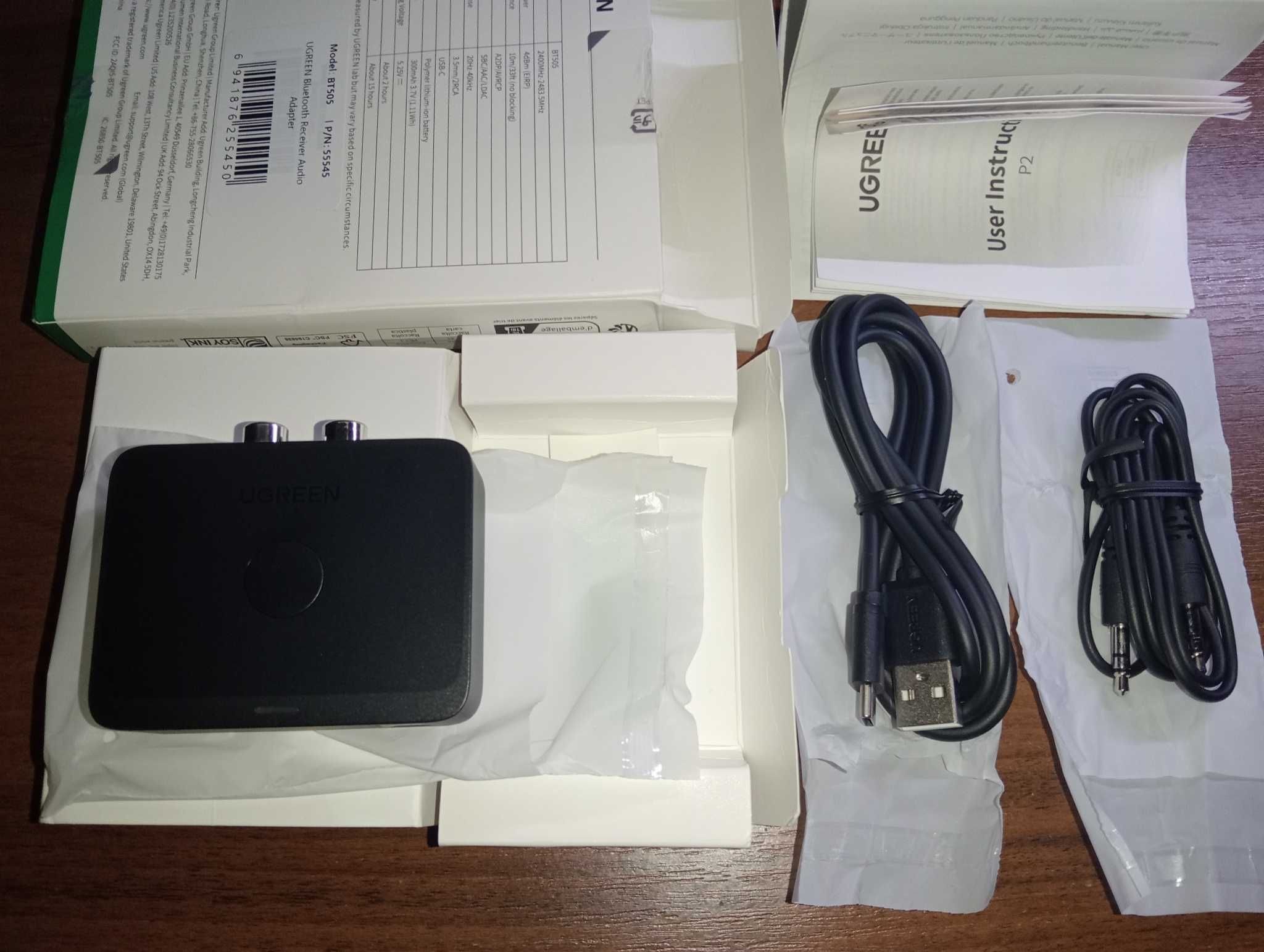 LDAC AAC SBC UGREEN AUX Bluetooth-приемник  Hi-Fi  Bluetooth 6,0