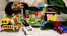 Lego duplo zestaw 65szt uniwersalny zyrafa chłopiec auta cyfry sklep