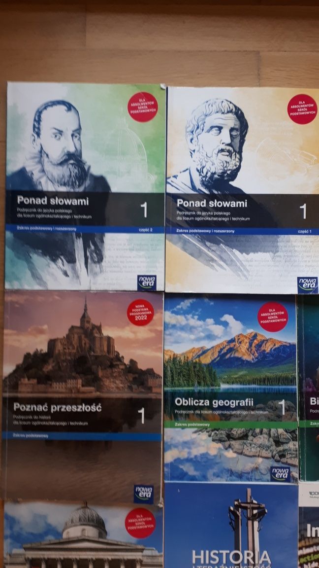 Podręczniki 9 szt. 1 klasa Liceum podstawowy Nowa Era i WSiP